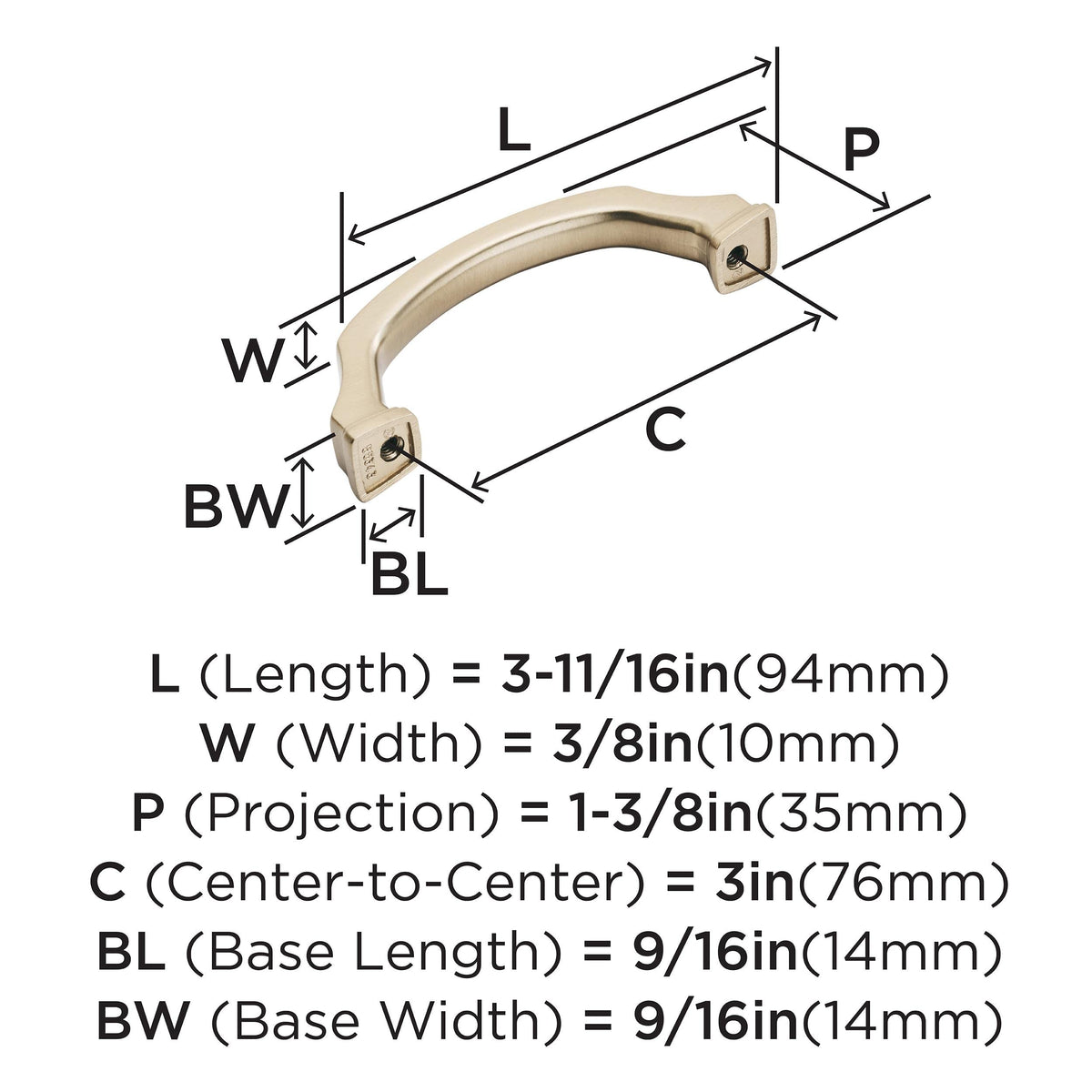 Amerock Cabinet Pull Champagne Bronze 3 inch (76 mm) Center to Center Revitalize 1 Pack Drawer Pull Drawer Handle Cabinet Hardware