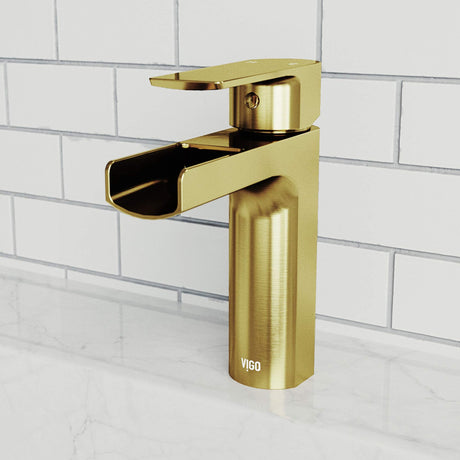 VIGO Ileana 6.75 inch H Single Hole Single Handle Single Hole Bathroom Faucet in Matte Gold - Bathroom Sink Faucet VG01042MG