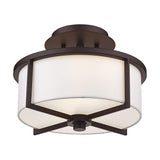 Livex Lighting 51072-07 Transitional Two Light Ceiling Mount from Wesley Collection in Bronze/Dark Finish