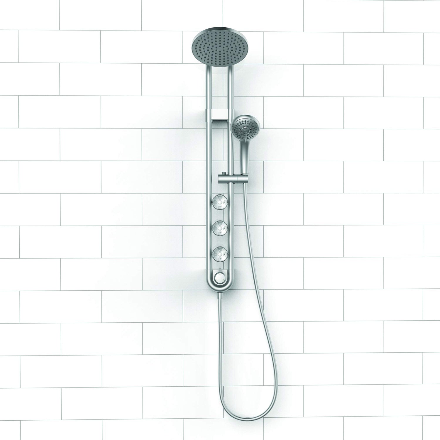 PULSE ShowerSpas 1058-CH Saturn Shower System with 8" Rain Showerhead, 3 Body Sprays, 5 Function Hand Shower, Polished Chrome