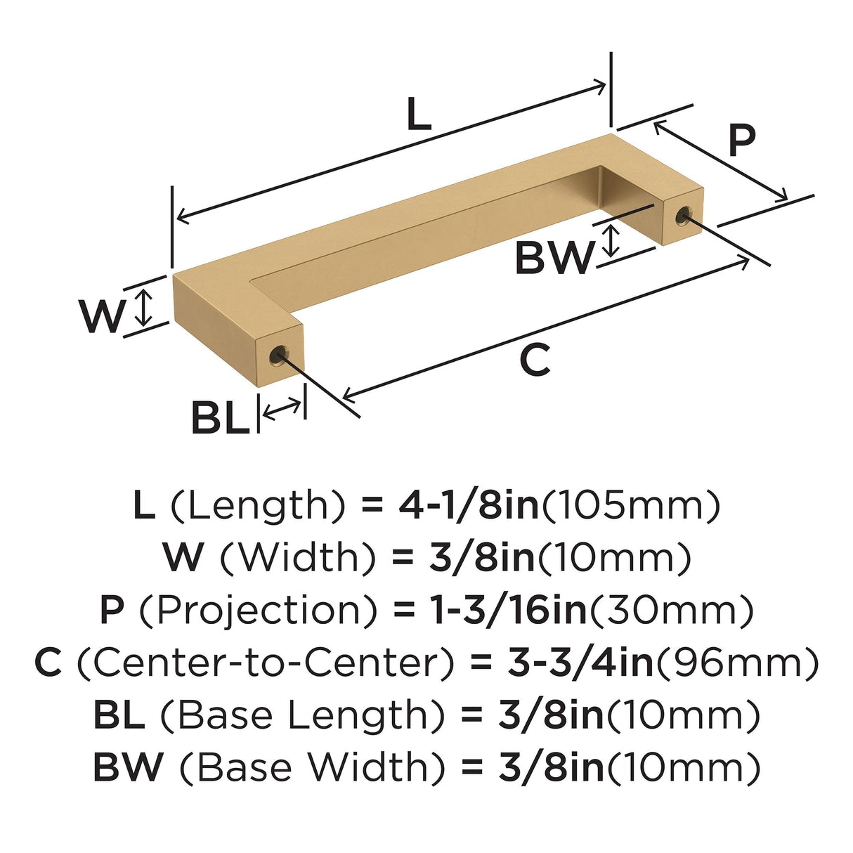 Amerock Cabinet Pull Champagne Bronze 3-3/4 inch (96 mm) Center-to-Center Monument 1 Pack Drawer Pull Cabinet Handle Cabinet Hardware
