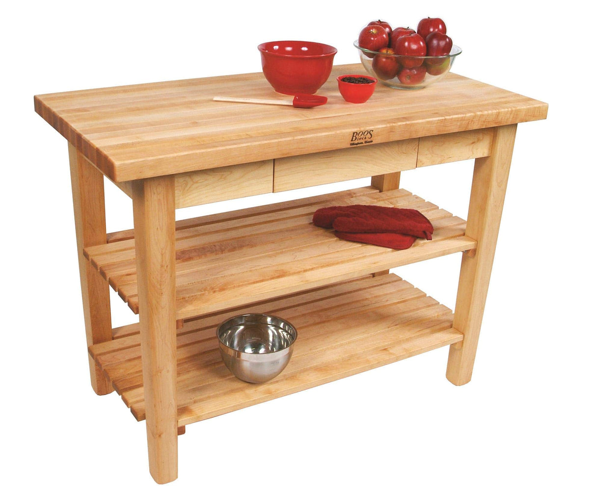 John Boos C4824-2S-N 48W Classic Country 2 Shelf Work Table, Natural Maple