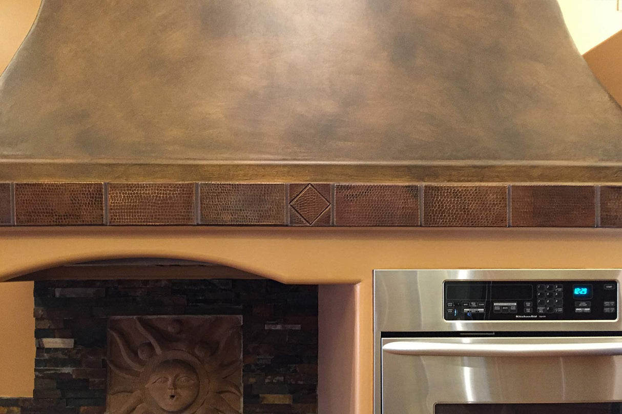 Premier Copper Products T4DBD 4-Inch x 4-Inch Hammered Copper Tile with Diamond Design