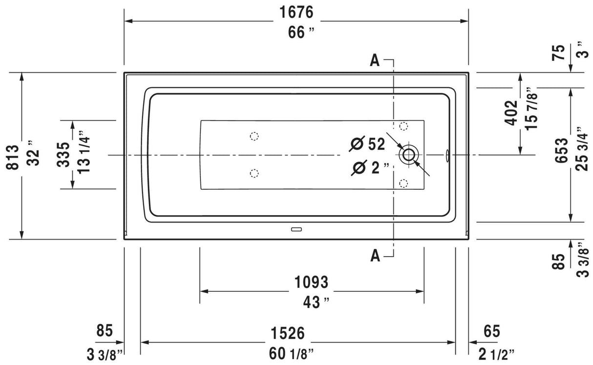 Duravit Architec Rectangular Bathtub 700407000000090 White