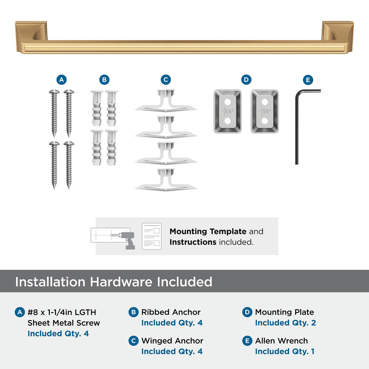 Amerock BH36023CZ Champagne Bronze Towel Bar 18 in (457 mm) Towel Rack Mulholland Bathroom Towel Holder Bathroom Hardware Bath Accessories