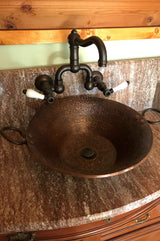 Premier Copper Products PVMPDB 20.75-Inch Round Hand Forged Old World Miners Pan Copper Vessel Sink