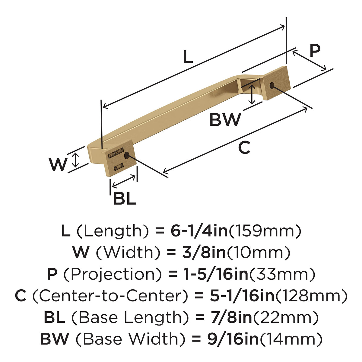 Amerock Cabinet Pull Champagne Bronze 5-1/16 in (128 mm) Center-to-Center Drawer Pull Westerly Kitchen and Bath Hardware Furniture Hardware