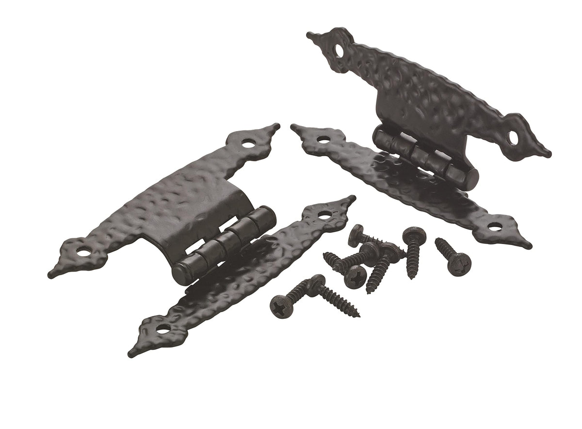 Amerock Cabinet Hinge 3/8 inch (10 mm) Offset Hinge Colonial Black 2 Pack Non Self-Closing Hinge H-Type Hinge Cabinet Door Hinge