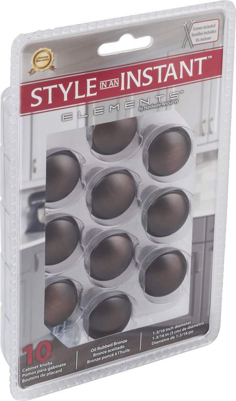 Elements 3940-SN-R 1-3/16" Diameter Satin Nickel Gatsby Retail Packaged Cabinet Mushroom Knob