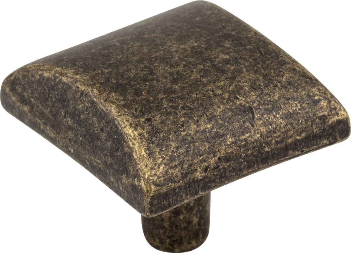 Elements 525ABM-D 1-1/8" Overall Length Distressed Antique Brass Square Glendale Cabinet Knob