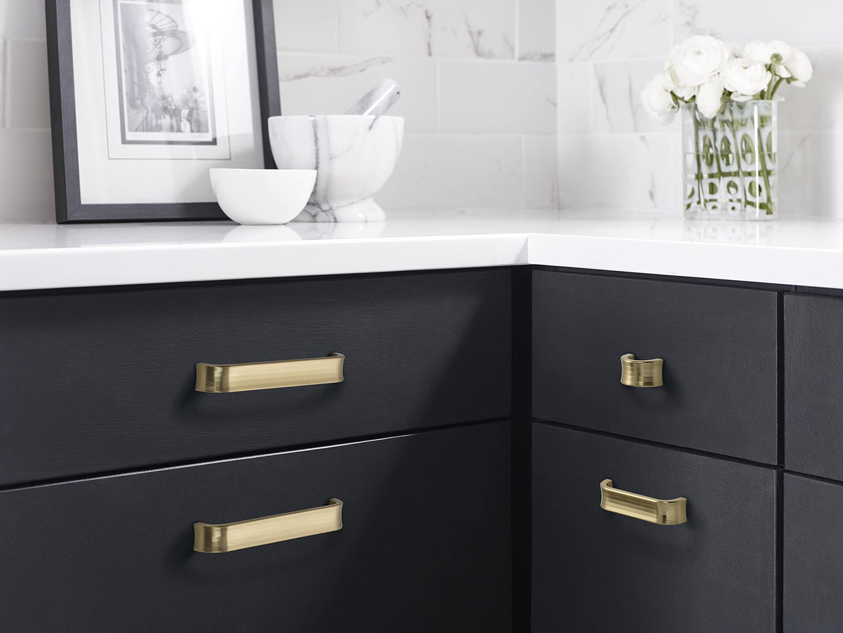 Amerock Cabinet Pull Golden Champagne 3-3/4 inch (96 mm) Center to Center Concentric 1 Pack Drawer Pull Drawer Handle Cabinet Hardware