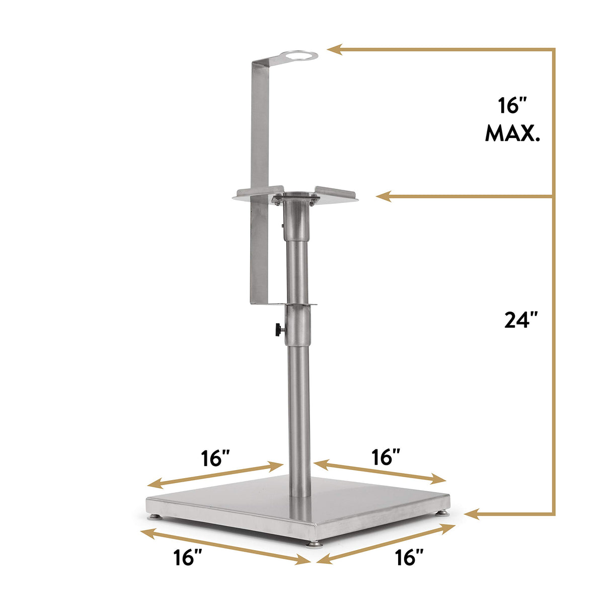 John Boos SDS-SB-2 Commercial Adjustable Stainless Steel Hand Sanitizer Jug Dispenser Holder/Stand, Maximum Height 40"
