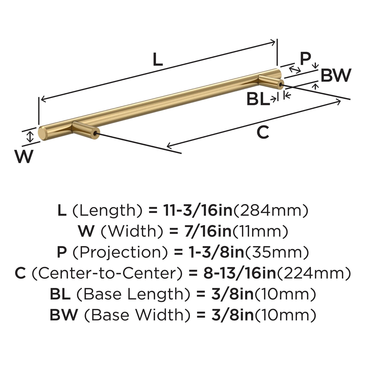 Amerock BP40521CZ Champagne Bronze Cabinet Pull 8-13/16 inch (224mm) Center-to-Center Cabinet Hardware Bar Pulls Furniture Hardware Drawer Pull