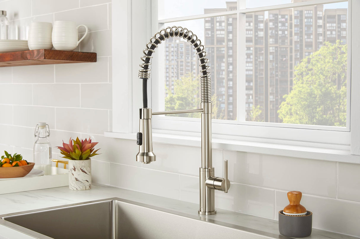 Gerber D454258SS Parma Pre-rinse Single Handle Spring Pull-down Kitchen Faucet - ...