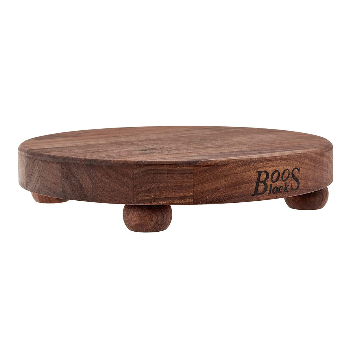 John Boos WAL-B12R Walnut Wood Cutting Board for Kitchen Prep, 12 Inch in Diameter, 1.5 Thick Edge Grain Round Charcuterie Block with Wooden Bun Feet 12DIAX1.5 WAL-EDGE GR WAL BUN FEET