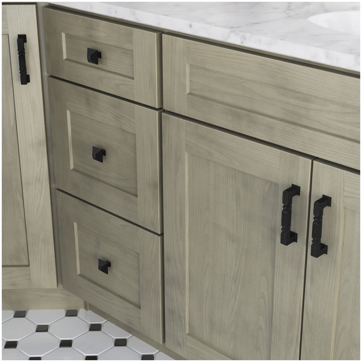 Jeffrey Alexander 602S-BLK 1-1/4" Overall Length Matte Black Square Tahoe Cabinet Knob