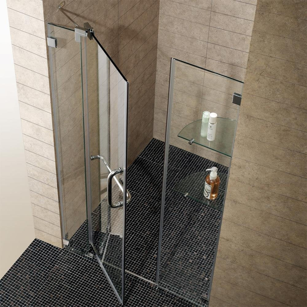VIGO Adjustable 48 - 54 in. W x 72 in. H Frameless Pivot Rectangle Shower Door with Clear Tempered Glass and St. Steel Hardware in Brushed Nickel Finish with Reversible Handle - VG6042BNCL54