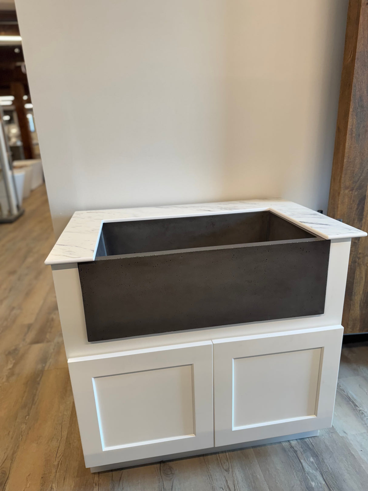 36” Concrete FarmHouse Sink Laundry Room Vanity with Thinscape Marble Colored Top
