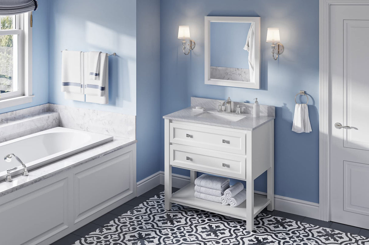 Jeffrey Alexander VKITADL36BKSGR 36" Black Adler Vanity, Steel Grey Cultured Marble Vanity Top, undermount rectangle bowl