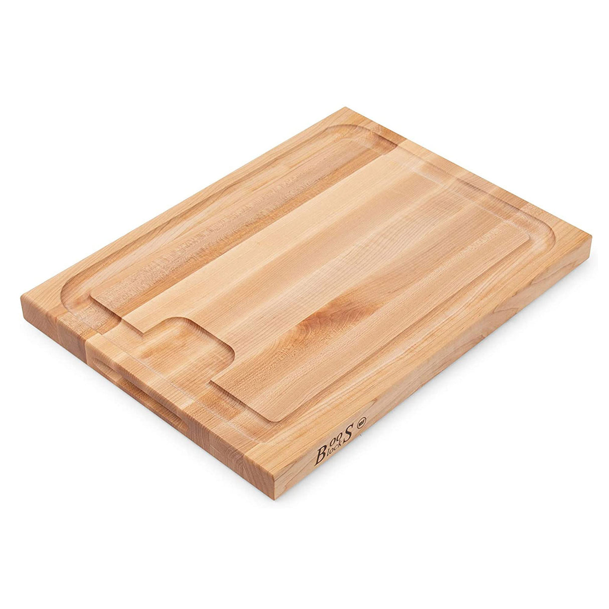 John Boos AUJUS2015 Au Jus Maple Wood Cutting Board for Kitchen Prep, 20 x 15 Inches, 1.5 Inches Thick Edge Grain Charcuterie Block with Juice Grooves 20X15X1.5 MPL-EDGE GR-AU JUS BRD-