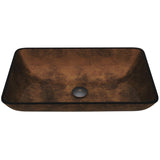 Rectangular Brown and Gold Fusion Glass Vessel Bathroom Sink Finish: Russet