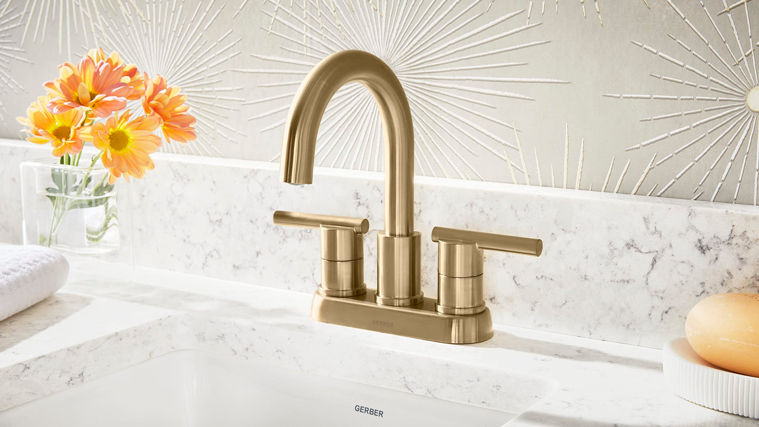 Gerber D307058BB Parma Two Handle Centerset Bathroom Faucet With Metal Touch DOWN...