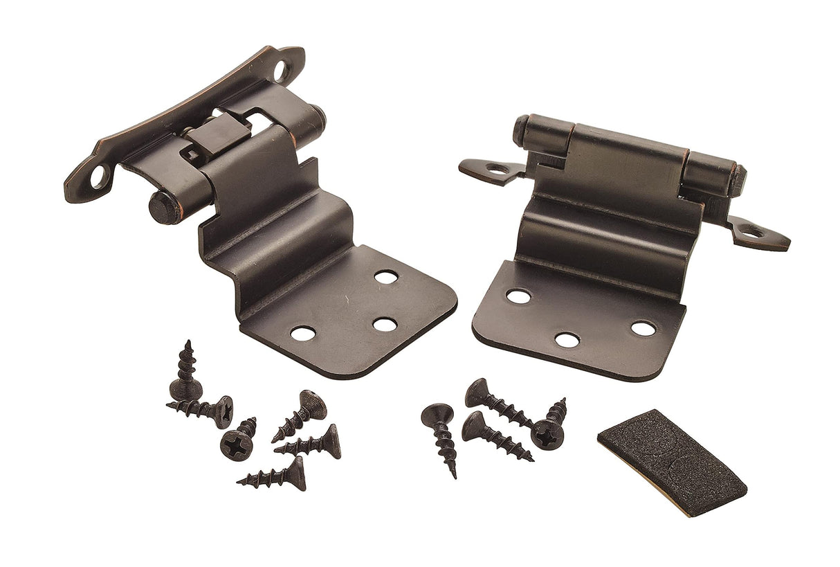 Amerock Cabinet Hinge 3/8 inch (10 mm) Inset Hinge Oil Rubbed Bronze 2 Pack Self-Closing Hinge Face Mount Hinge Cabinet Door Hinge