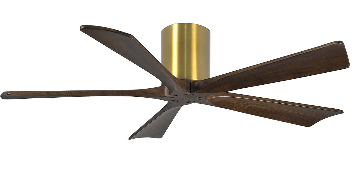 Matthews Fan IR5H-BK-WA-52 Irene-5H five-blade flush mount paddle fan in Matte Black finish with 52” solid walnut tone blades.