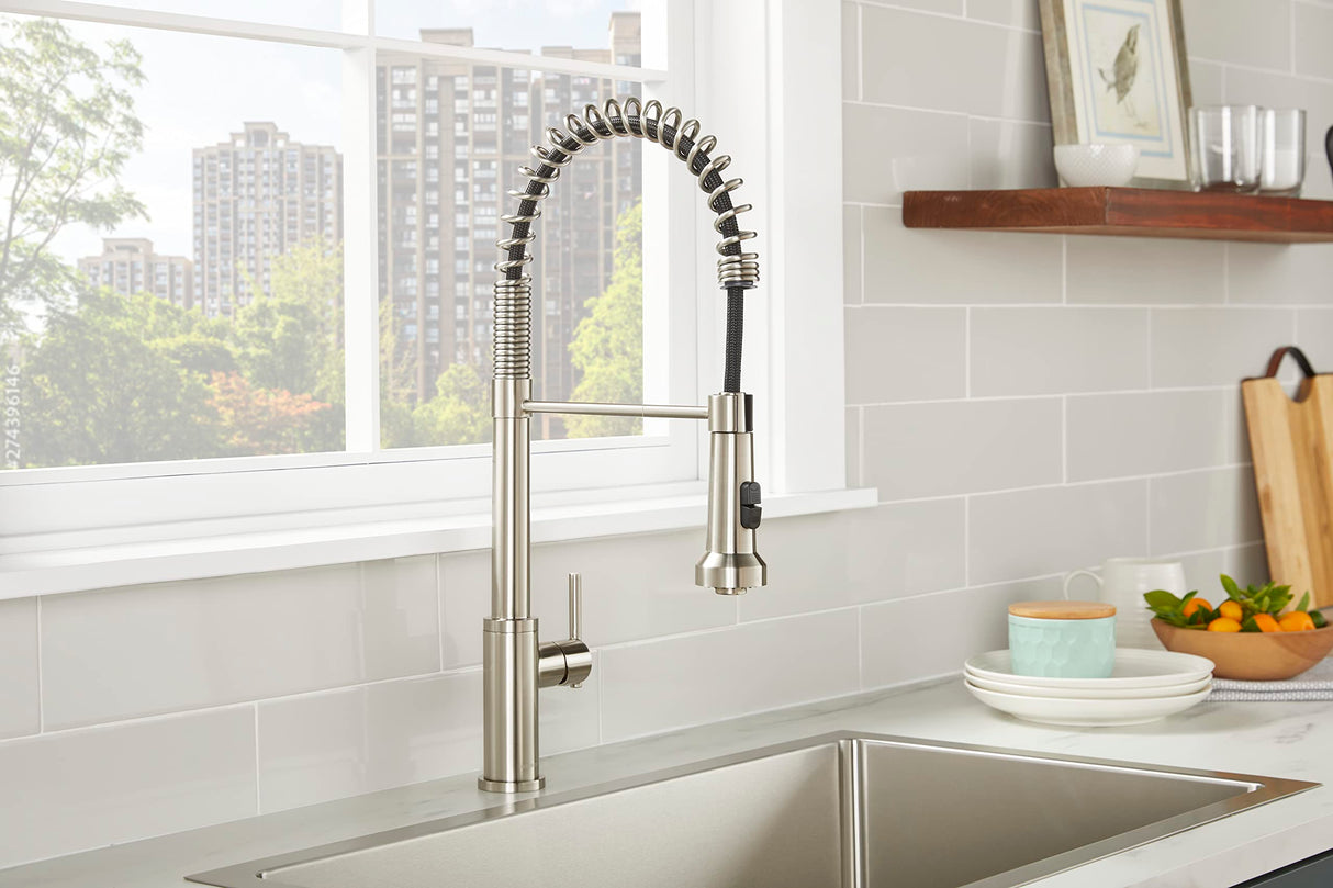 Gerber D454258SS Parma Pre-rinse Single Handle Spring Pull-down Kitchen Faucet - ...