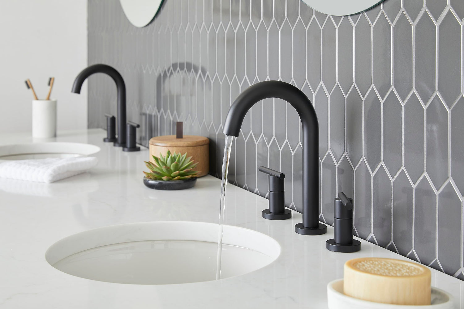 Gerber D303658BS Parma Two Handle Widespread Lavatory Faucet - Satin Black