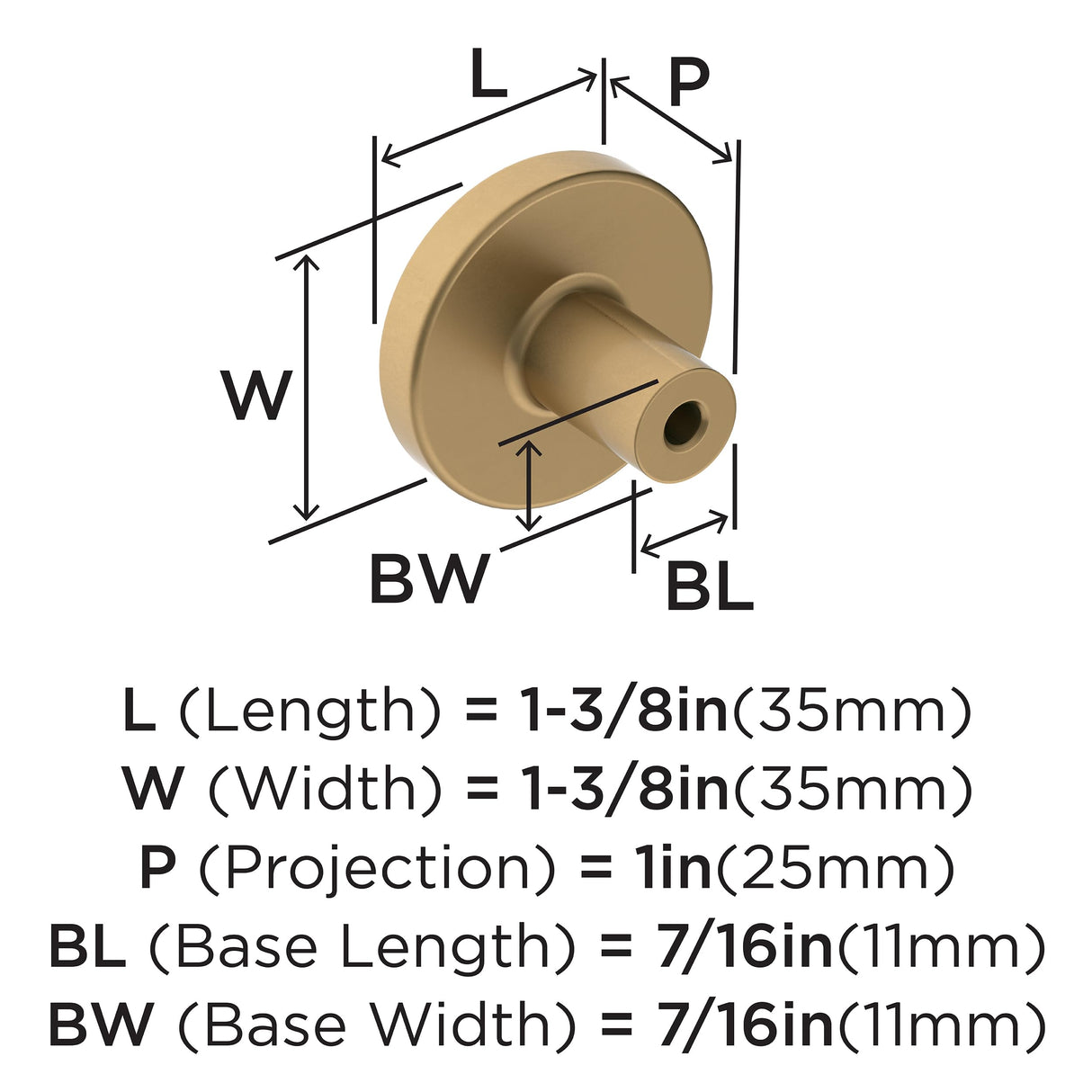 Amerock Cabinet Knob Champagne Bronze 1-3/8 inch (35 mm) Diameter Versa 1 Pack Drawer Knob Cabinet Hardware