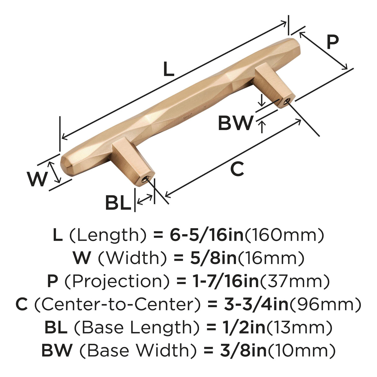 Amerock Cabinet Pull Champagne Bronze 3-3/4 inch (96 mm) Center to Center St. Vincent 1 Pack Drawer Pull Drawer Handle Cabinet Hardware