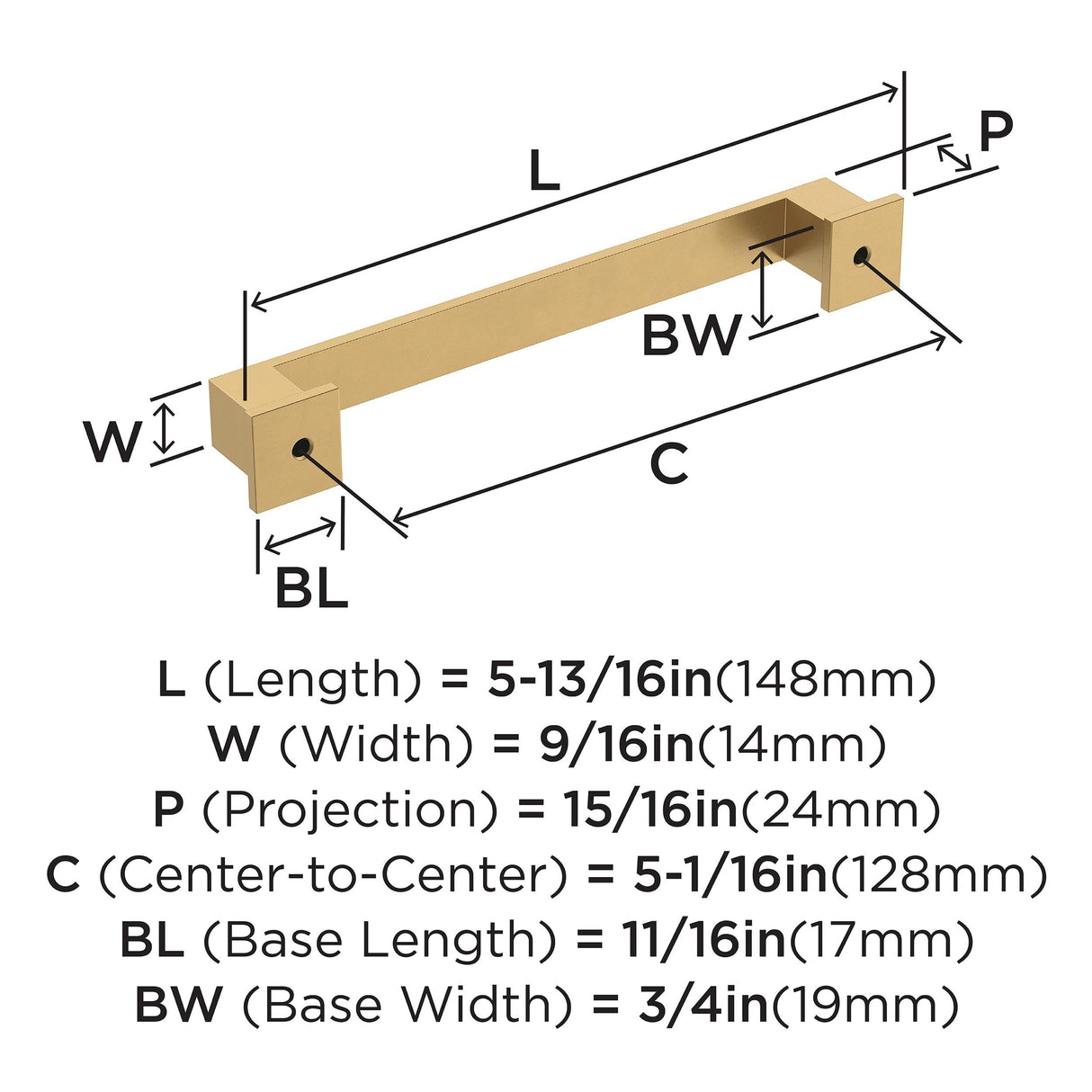 Amerock Cabinet Pull Champagne Bronze 5-1/16 inch (128 mm) Center-to-Center Appoint 1 Pack Drawer Pull Cabinet Handle Cabinet Hardware