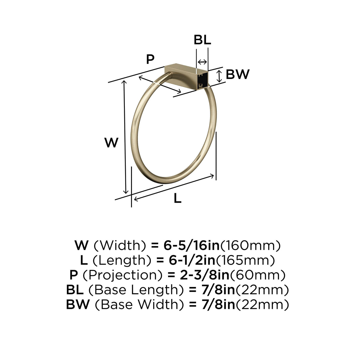 Amerock BH36082BBZ Golden Champagne Towel Bar 6-1/2 in (165 mm) Length Towel Holder Monument Hand Towel Holder for Bathroom Wall Small Kitchen Towel Holder Bath Accessories