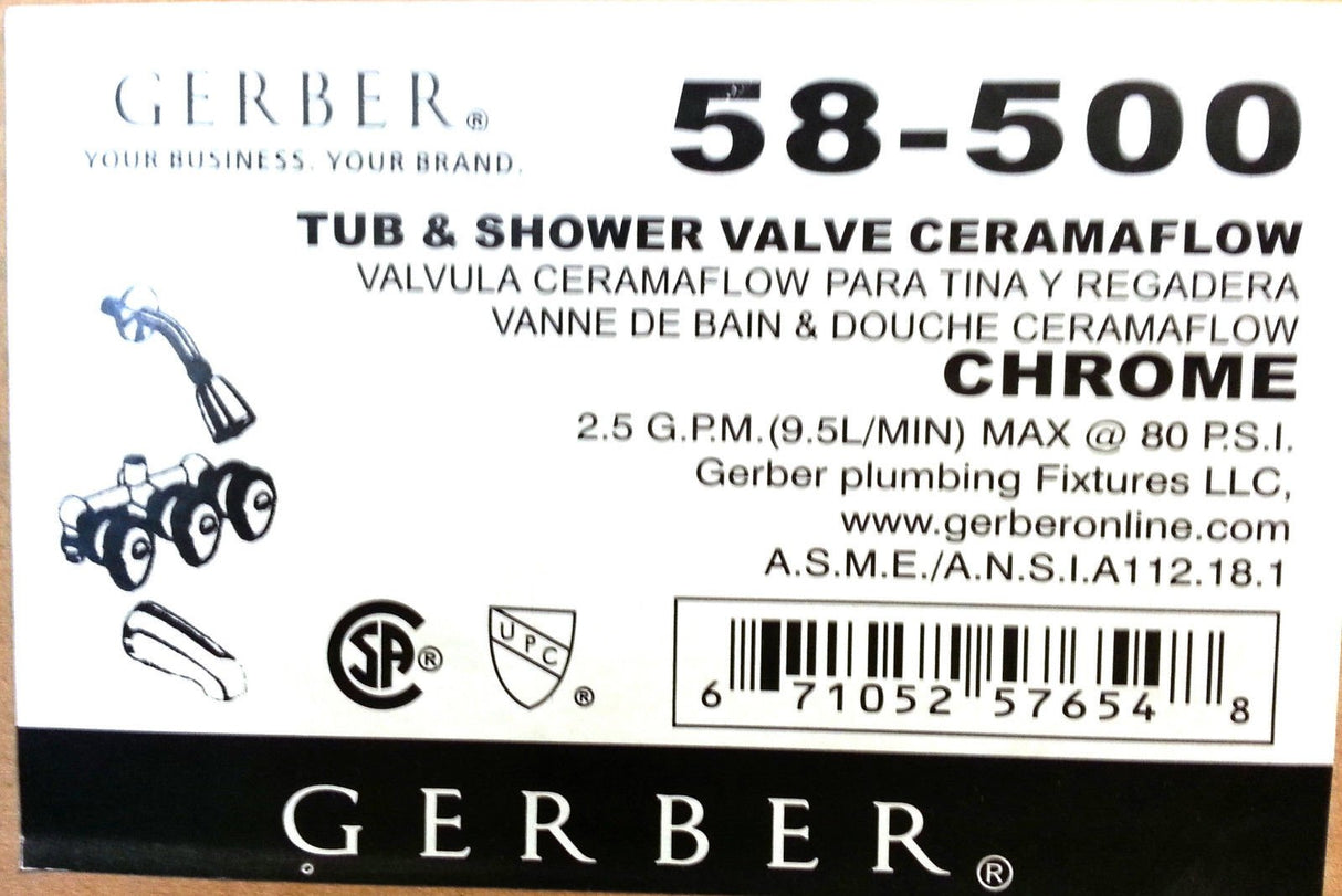 Gerber G0058500 Chrome Hardwater Three Handle Threaded Escutcheon Tub & SHOW...