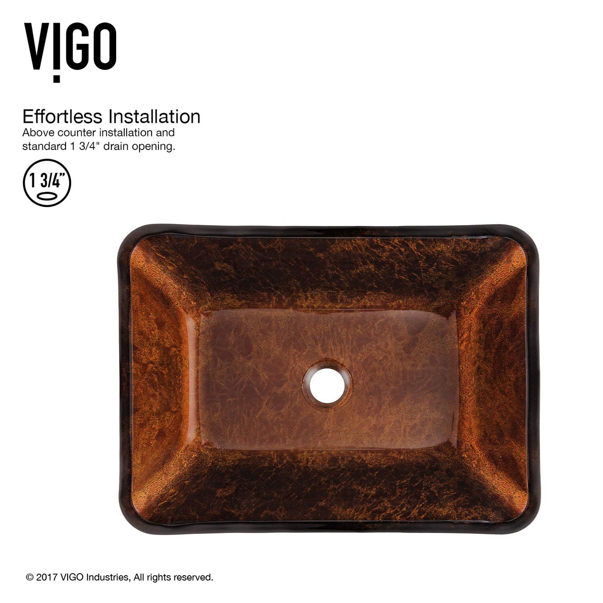 VIGO VGT1600 18.125" L -13.0" W -12.38" H Handmade Countertop Glass Rectangular Vessel Bathroom Sink Set in Red and Brown Fusion Finish with Antique Rubbed Bronze Single-Handle Faucet and Pop Up Drain