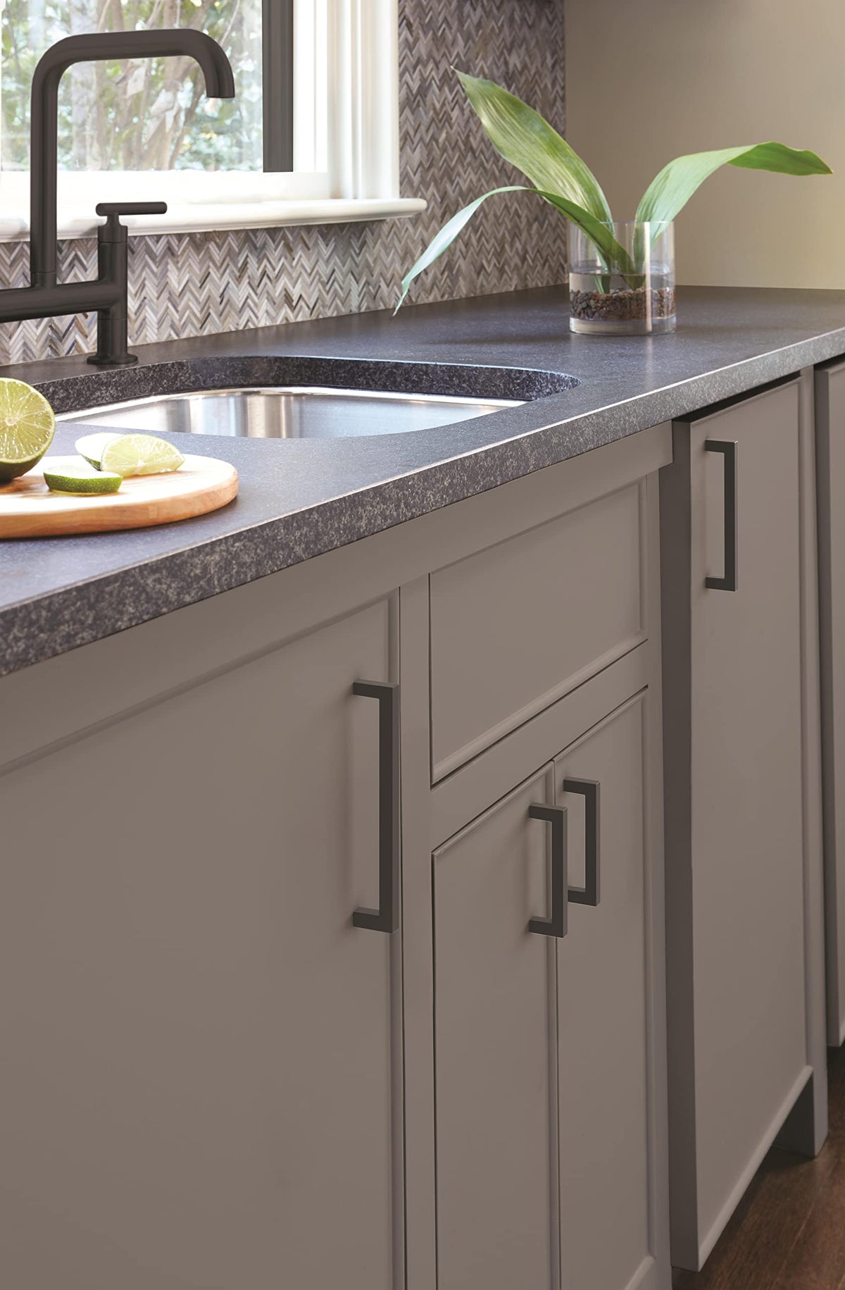 Amerock Cabinet Pull Matte Black 6-5/16 inch (160 mm) Center-to-Center Monument 1 Pack Drawer Pull Drawer Handle Cabinet Hardware