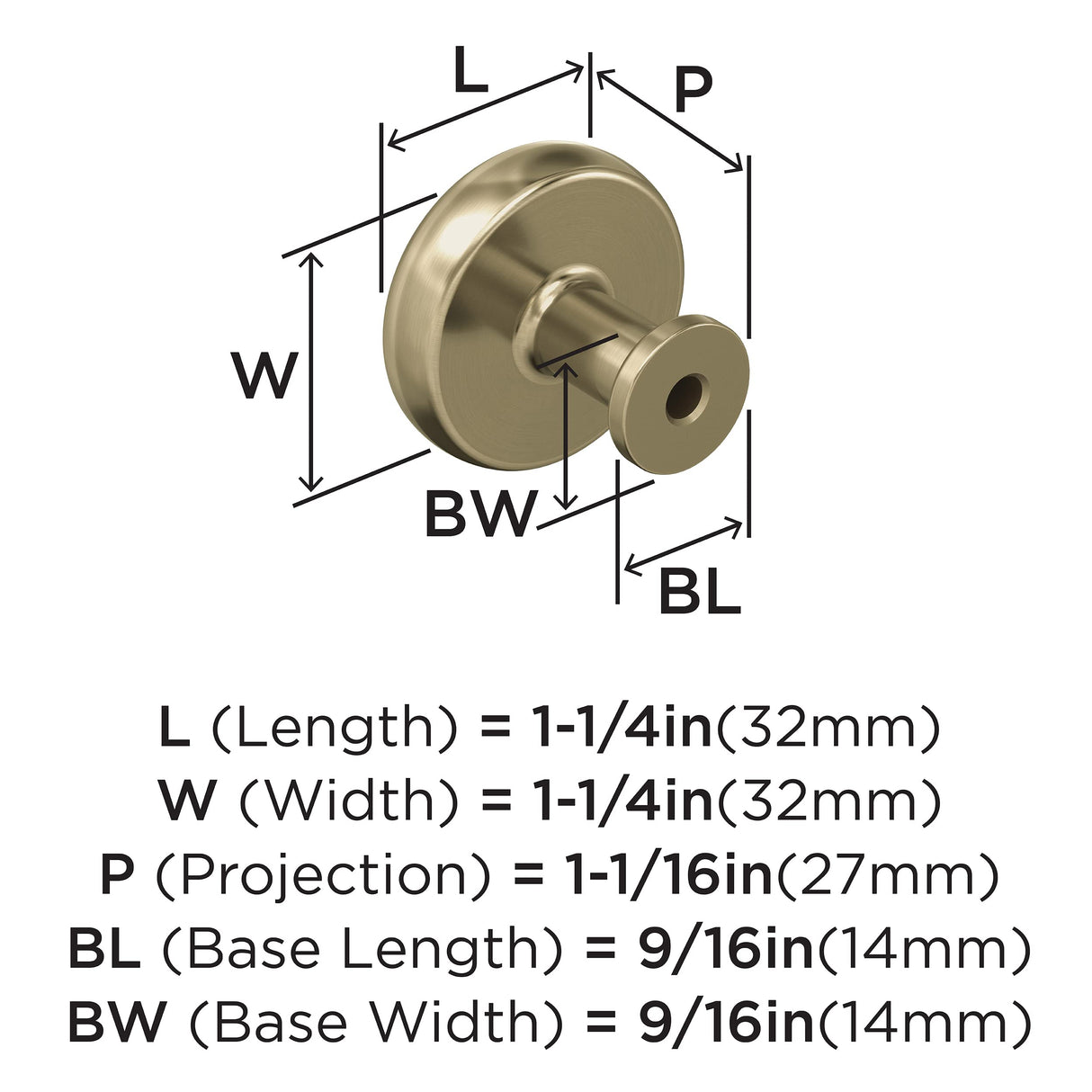 Amerock Cabinet Knob |Golden Champagne 1-1/4 in (32 mm) Diameter Drawer Knob Factor Kitchen and Bath Hardware Furniture Hardware
