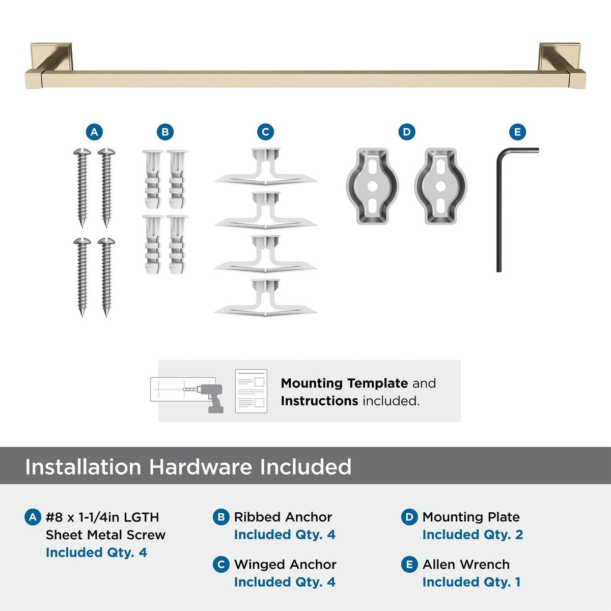 Amerock BH36074BBZ Golden Champagne Towel Bar 24 in (610 mm) Towel Rack Appoint Bathroom Towel Holder Bathroom Hardware Bath Accessories