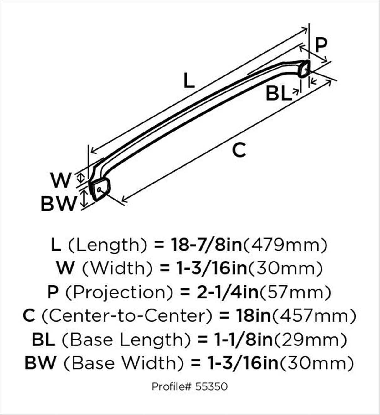 Amerock Appliance Pull Satin Nickel 18 inch (457 mm) Center to Center Revitalize 1 Pack Drawer Pull Drawer Handle Cabinet Hardware