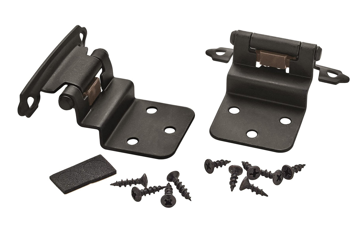 Amerock Cabinet Hinge 3/8 inch (10 mm) Inset Hinge with Variable Overlay Matte Black 2 Pack Self-Closing Hinge Face Mount Hinge Cabinet Door Hinge