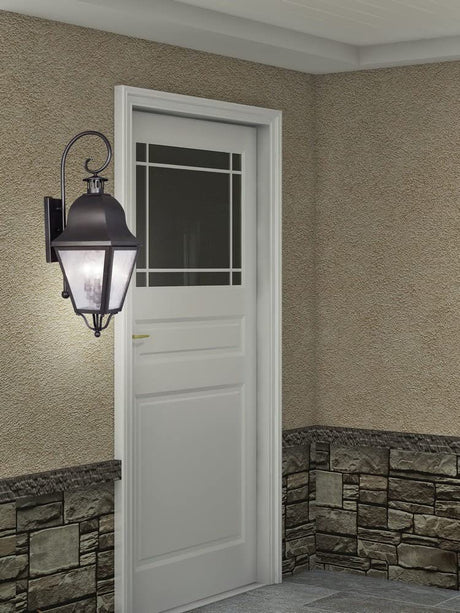 Livex Lighting 2555-04 Outdoor Wall Lantern with Seeded Glass Shades, Black