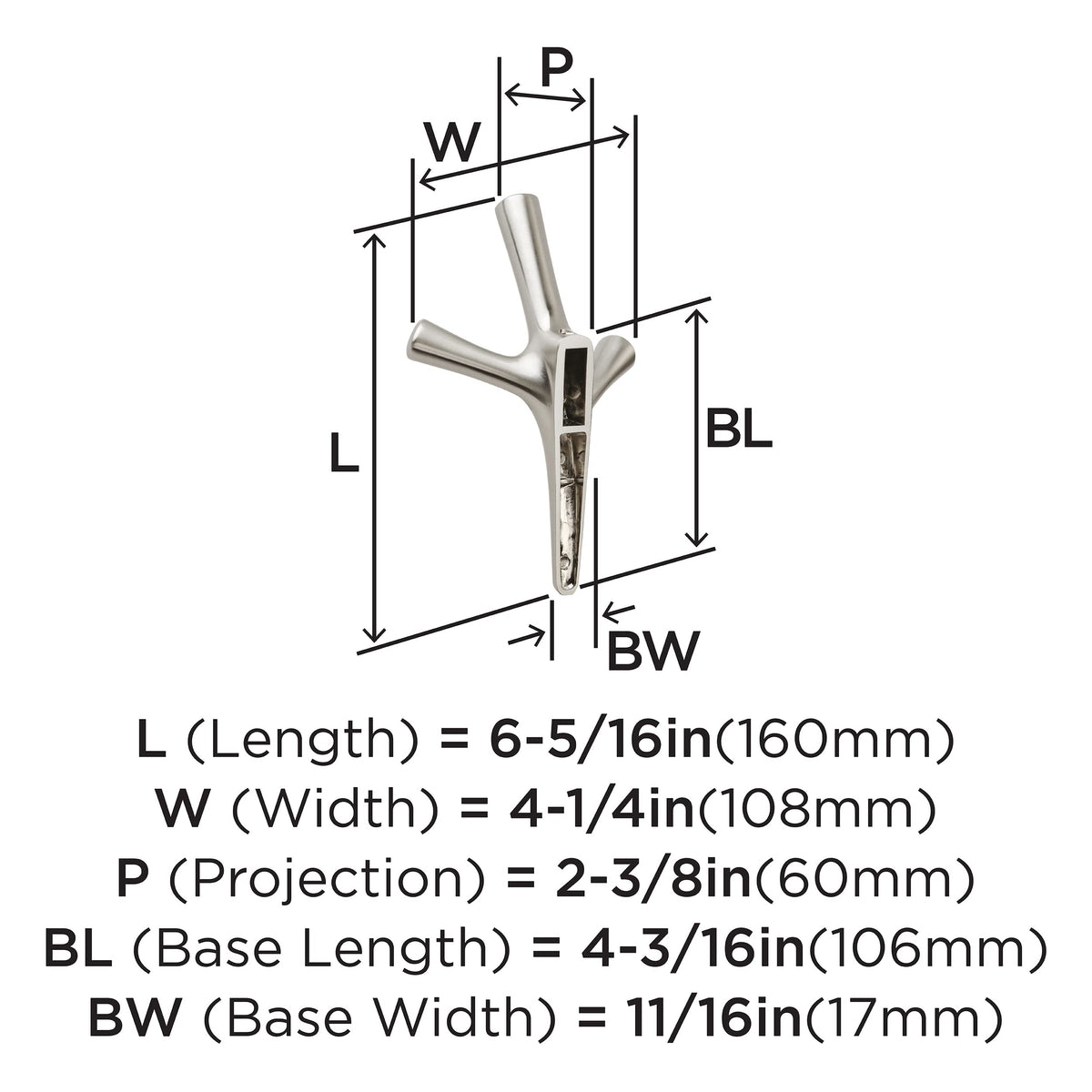 Amerock HBX37016G10 Kodiak Triple Prong Decorative Wall Hook Satin Nickel Hook for Coats, Hats, Backpacks, Bags Hooks for Bathroom, Bedroom, Closet, Entryway, Laundry Room, Office