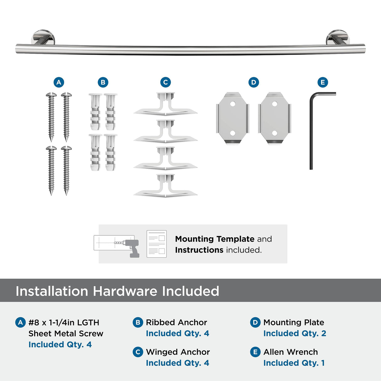 Amerock BH26544PSS Polished Stainless Steel Towel Bar 24 in (610 mm) Towel Rack Arrondi Bathroom Towel Holder Bathroom Hardware Bath Accessories