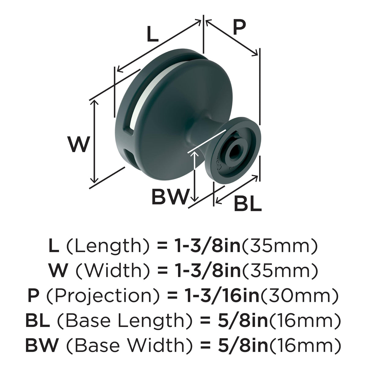 Amerock Cabinet Knob Matte Black/Frosted 1-3/8 inch (35 mm) Diameter Oberon 1 Pack Drawer Knob Cabinet Hardware