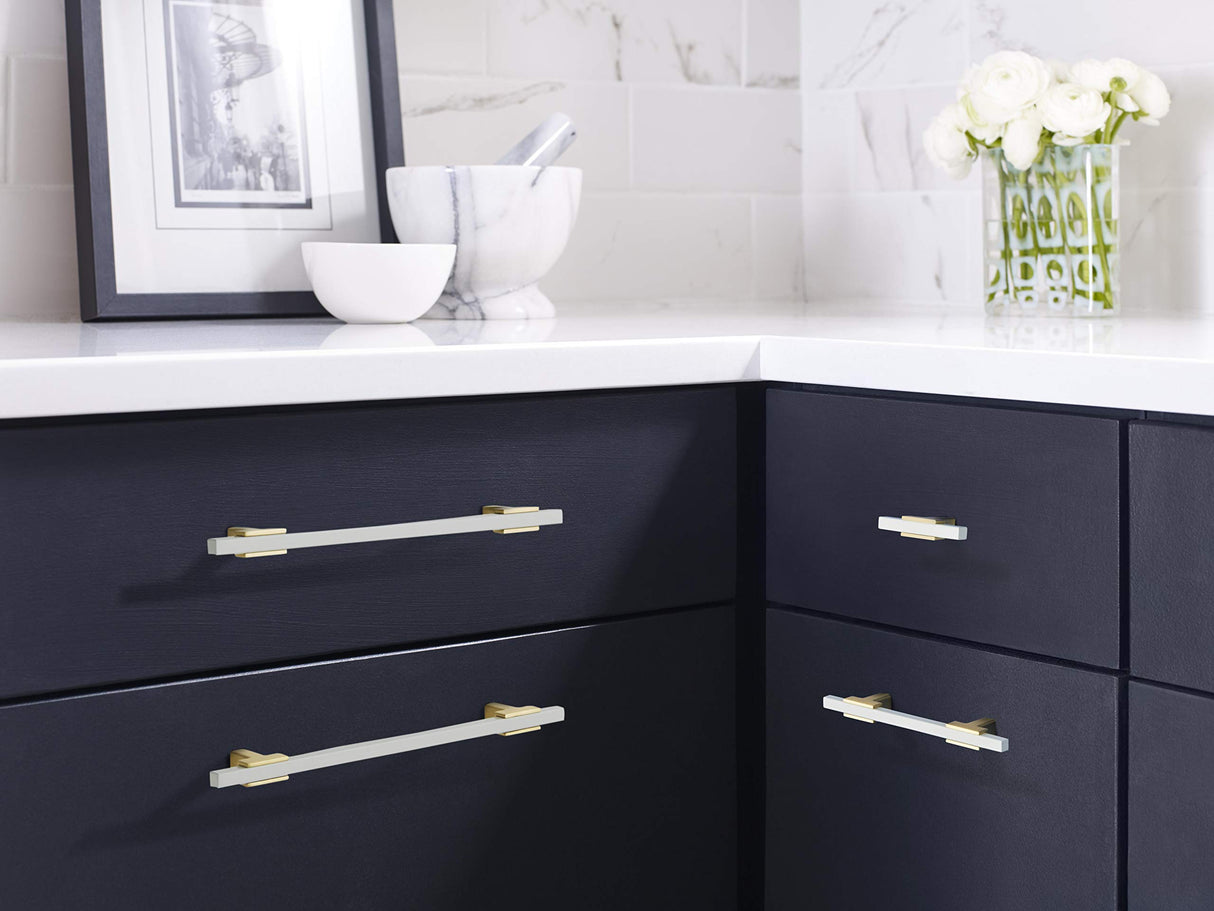 Amerock Cabinet Pull Brushed Gold/White 7-9/16 inch (192 mm) Center to Center Urbanite 1 Pack Drawer Pull Drawer Handle Cabinet Hardware