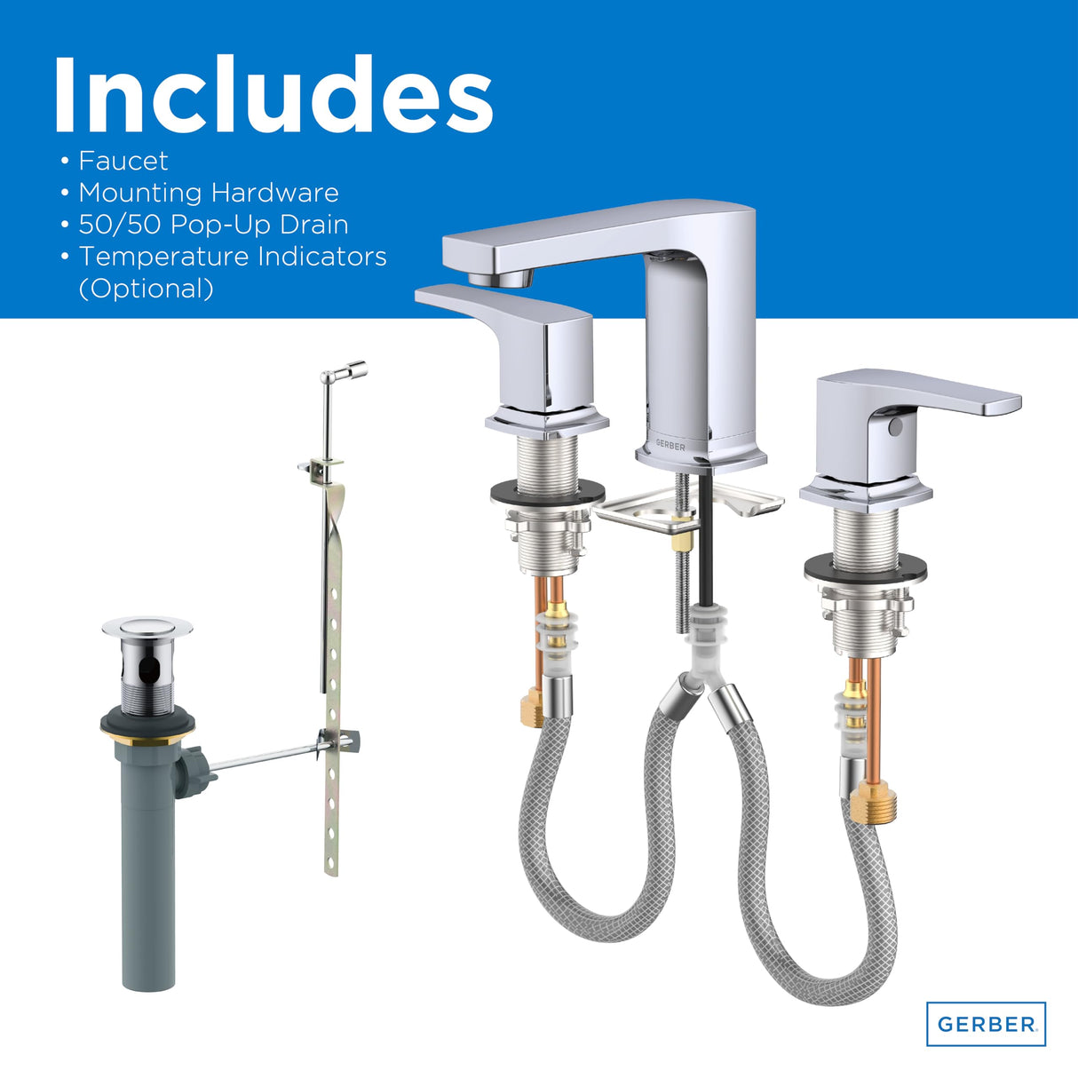 Gerber D304170 Tribune Two Handle Widespread Bathroom Faucet - Chrome