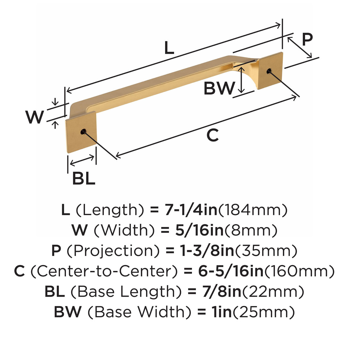 Amerock Cabinet Pull Champagne Bronze 6-5/16 inch (160 mm) Center-to-Center Exceed 1 Pack Drawer Pull Cabinet Handle Cabinet Hardware