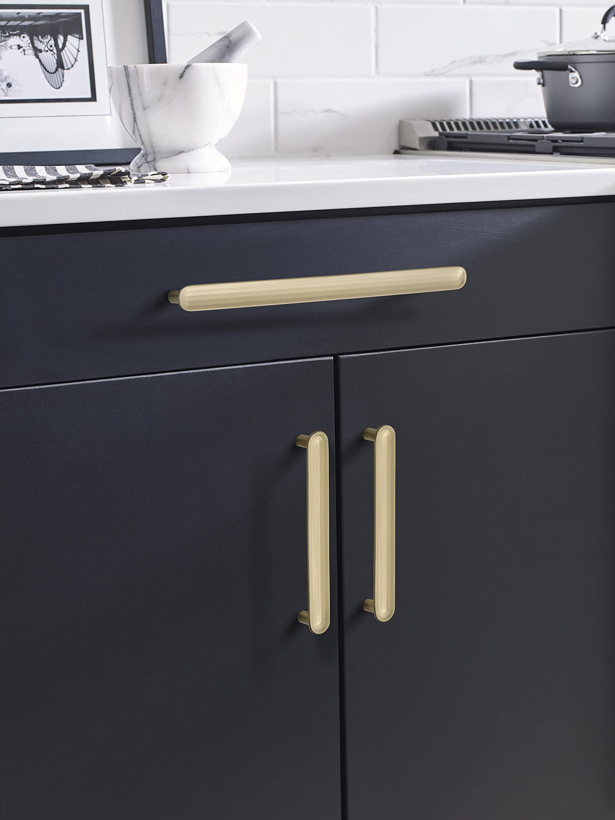 Amerock Cabinet Pull Golden Champagne 5-1/16 inch (128 mm) Center to Center Concentric 1 Pack Drawer Pull Drawer Handle Cabinet Hardware