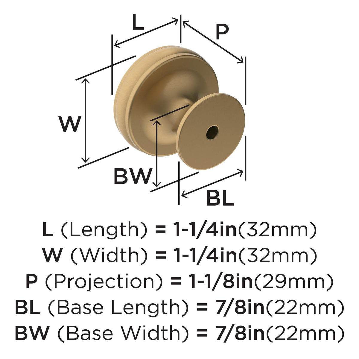 Amerock Cabinet Knob Champagne Bronze 1-1/4 inch (32 mm) Diameter Renown 1 Pack Drawer Knob Cabinet Hardware